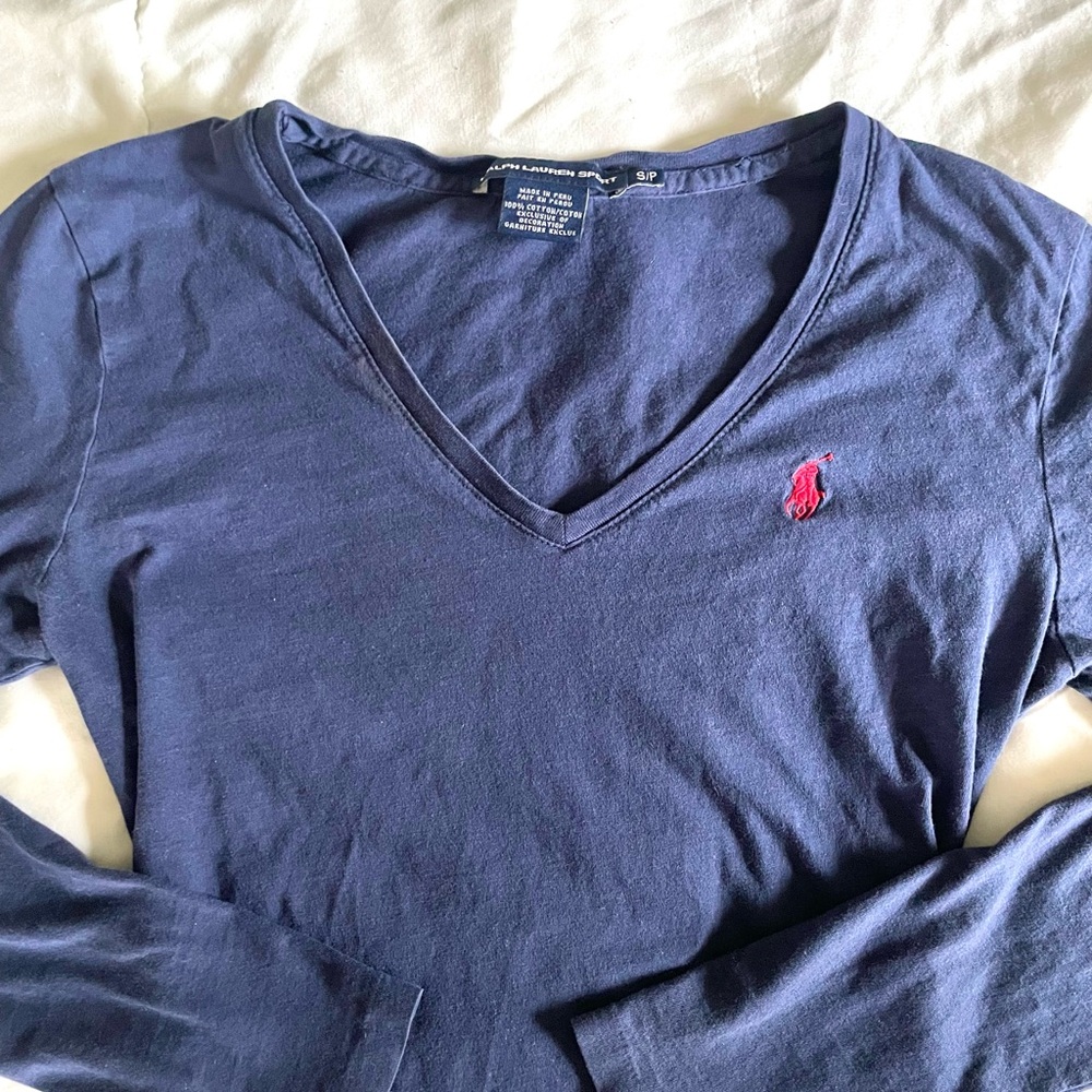 Ralph Lauren Navy Blue V-Neck Top
